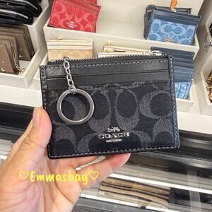 Coach Mini Skinny Id Case In Signature Denim CDN29 denim/Silver/Black